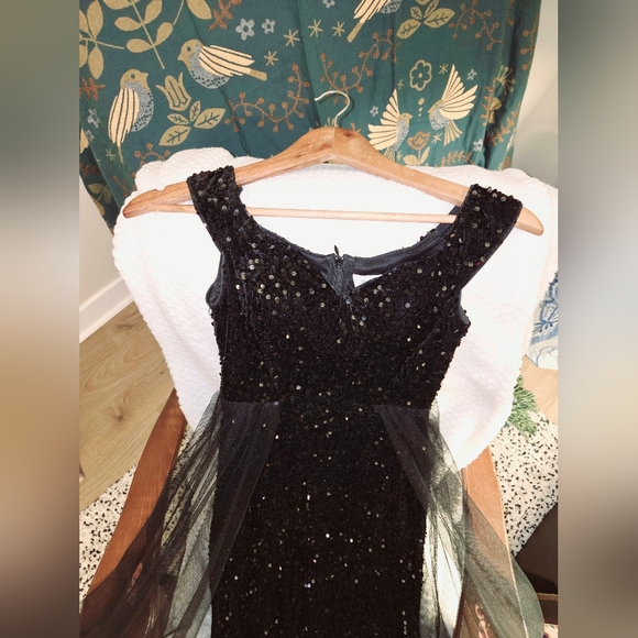 Faeriesty gown. Size XS. Black sequined. Tulle surrounding empress waist - Picture 3 of 13